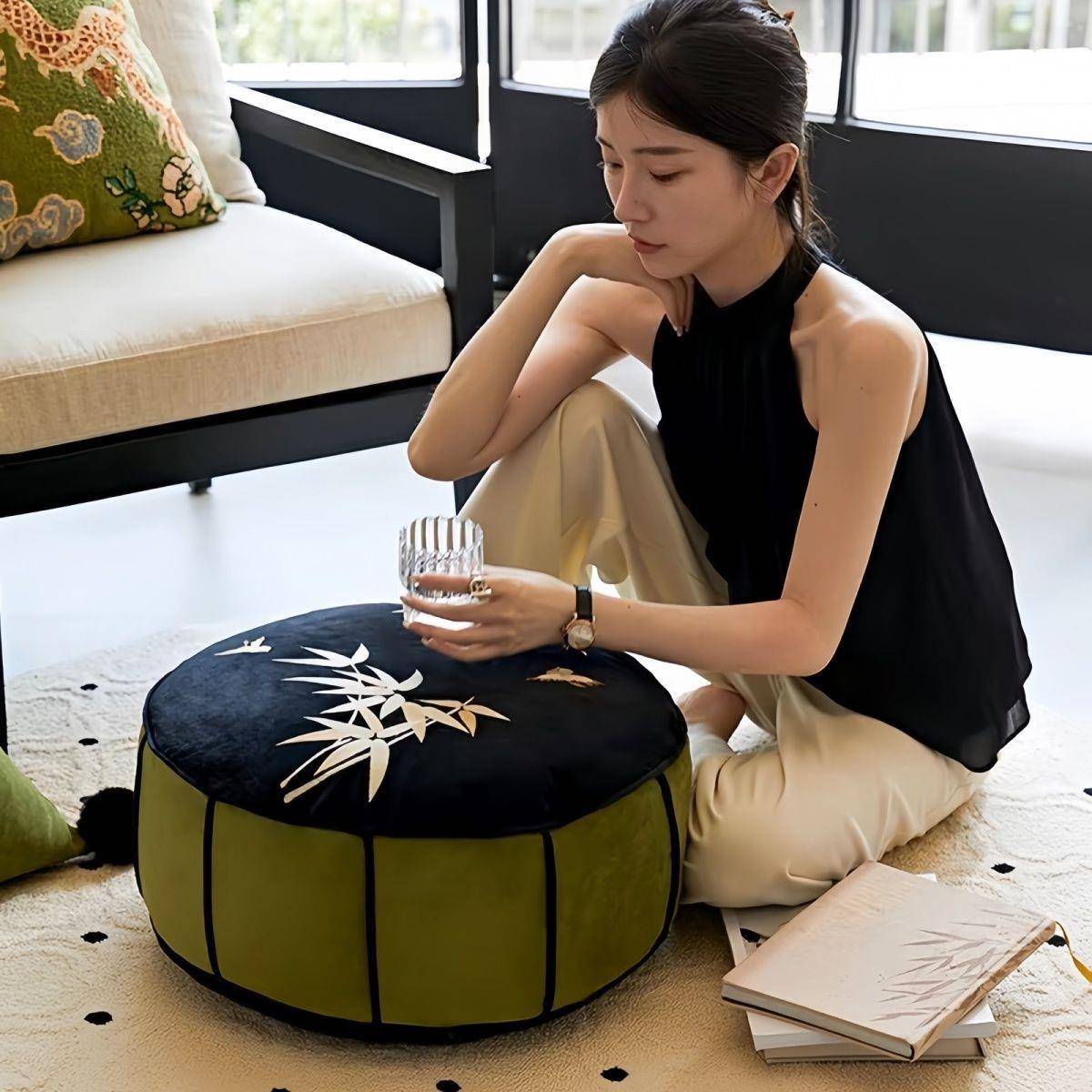 蒲墩家用绣团坐刺PDD62558垫榻榻米坐客厅地上懒人沙发拆洗中式新