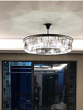 餐客厅吊灯简约代大气家用圆形性厅美式后现代吊灯黑色水TS001现