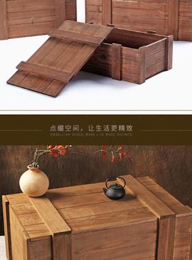 复古木箱大做旧木箱子摆件陈木列道具子弹箱带木盒饰子实装收纳箱
