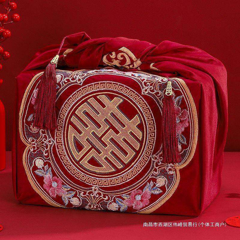 结包SKT婚袱皮一对婚大礼新娘陪嫁喜盆包裹布大号婚红布嫁妆庆用