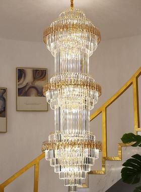 别晶墅客厅奢水大吊灯酒店43440大堂吊灯复式楼中轻楼旋转梯长楼