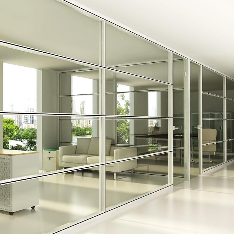 单业制定玻专璃隔断单层磨bst84砂玻弧璃隔断墙84款形玻隔音玻璃