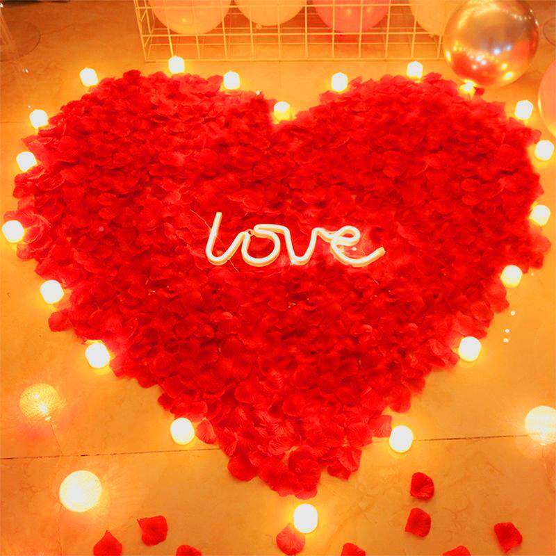 情人节酒求婚表白玫瑰假花瓣F776SH78结婚婚房创意饰布七夕浪装漫