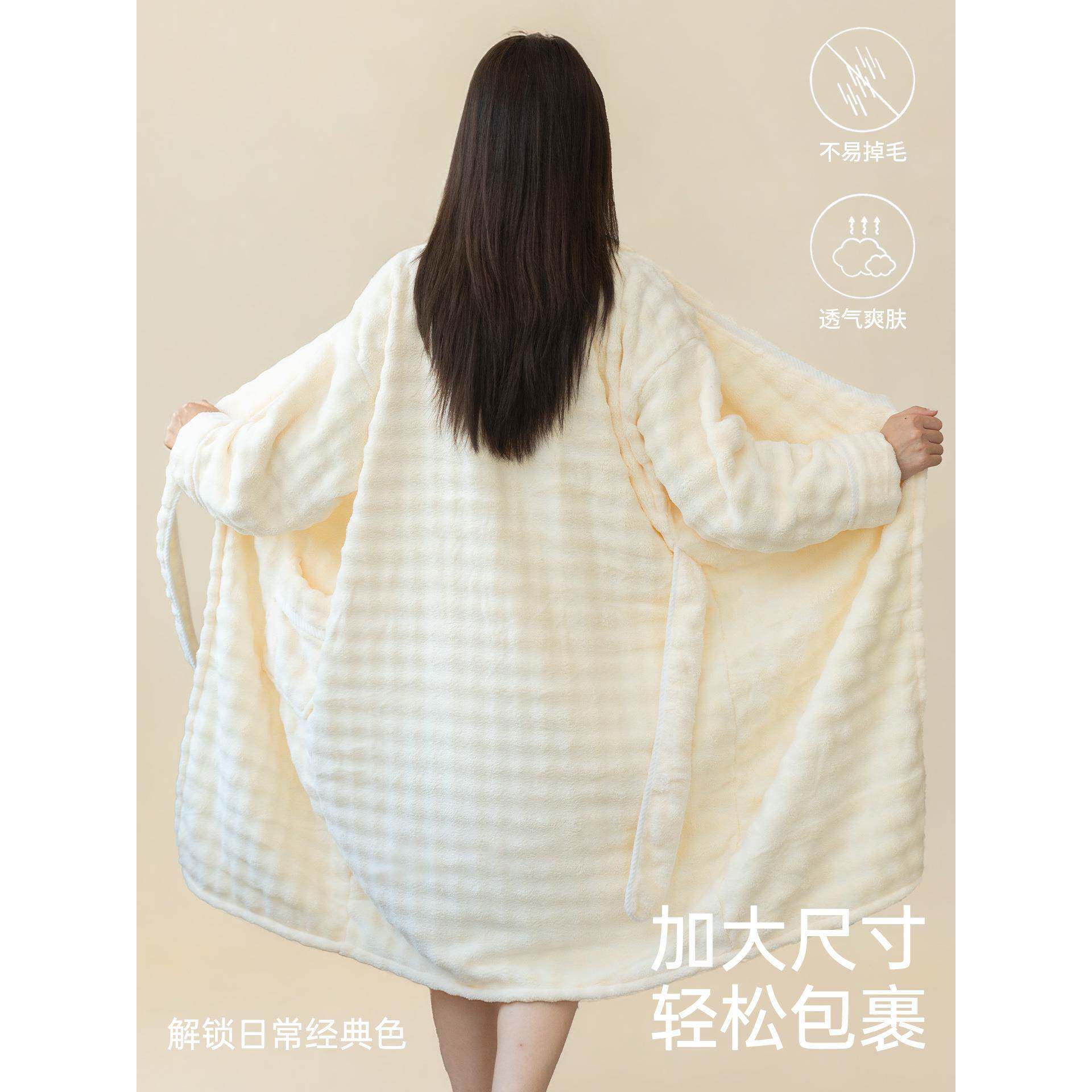 2025衣新款浴袍女浴可干穿式巾比吸水速洗完澡穿的浴四季10058881