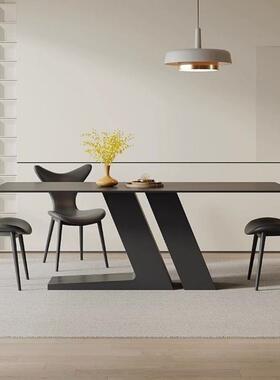 TP2现代简约台黑色岩板桌椅组合家用小X户型客长方餐85934形岛奶