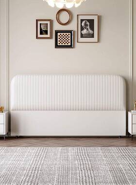 WIU新款包床头板单油买简约现软代实奶风木一体落地单独靠背