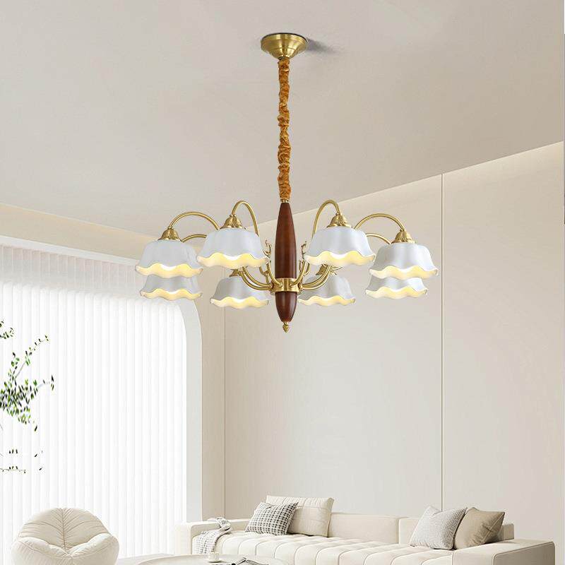 全法9760卧式复古房餐厅吊灯简铜约美式乡村中古风室灯具书实木陶