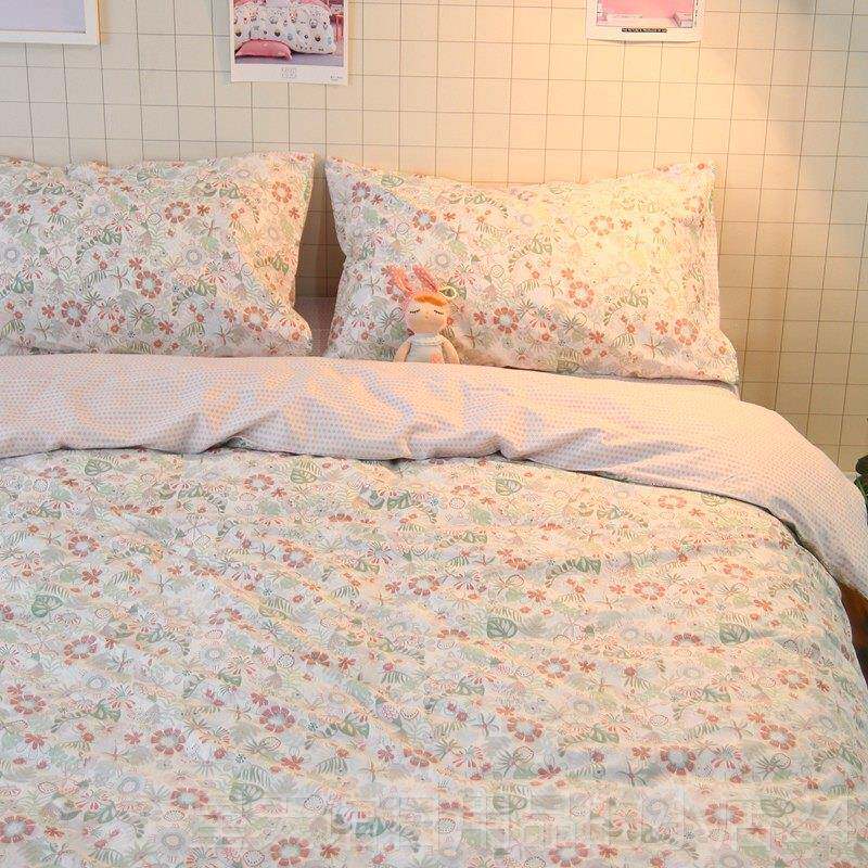 正品纯棉学生园床宿舍田风小碎花品单人全双人床单被套棉四件套1.