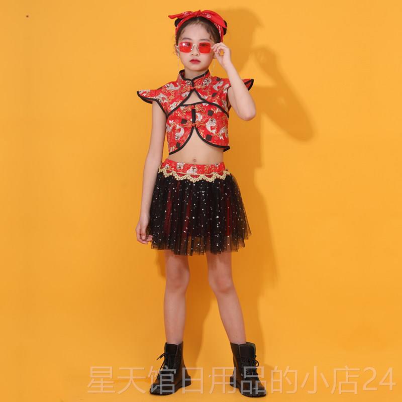 正品儿童民族流表演服装覆古中式士啦队爵啦幼儿园潮女面纱裙舞蹈