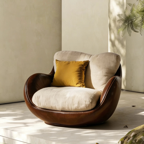 意式中古设计师布艺单人沙发椅