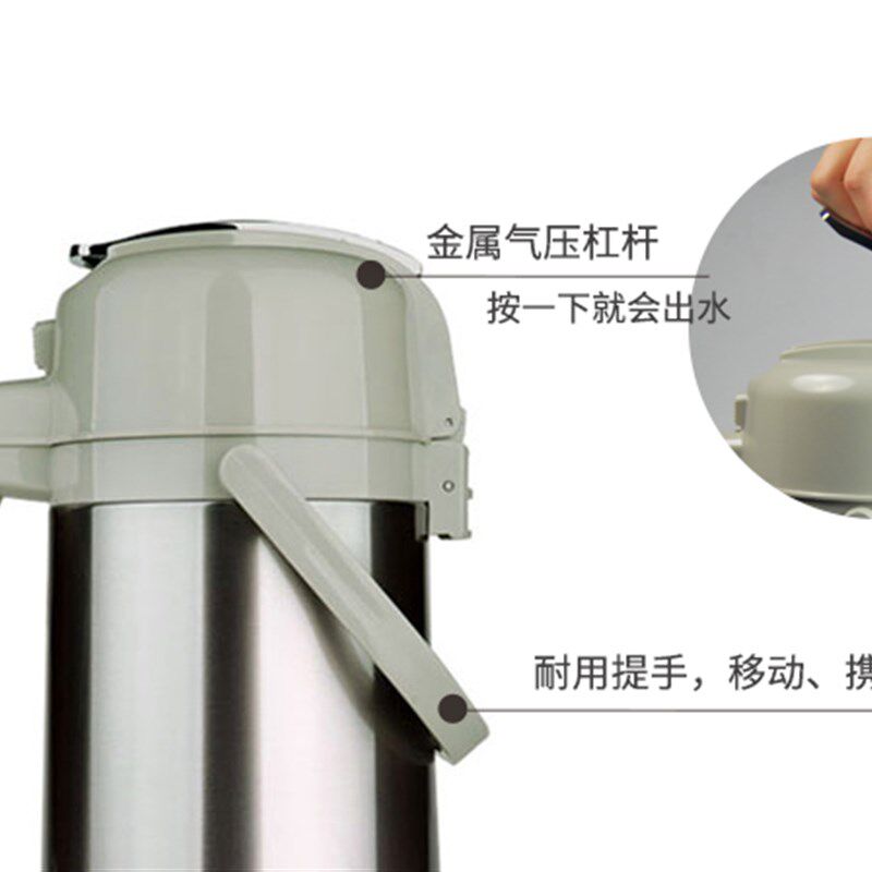 清水不锈钢气压瓶 玻璃内胆气压壶 清水热水瓶 压力壶SM-3172-250