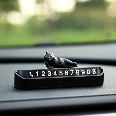 高级感创意喵黑猫临时停车号码牌移车挪车电话牌汽车内装饰品摆件