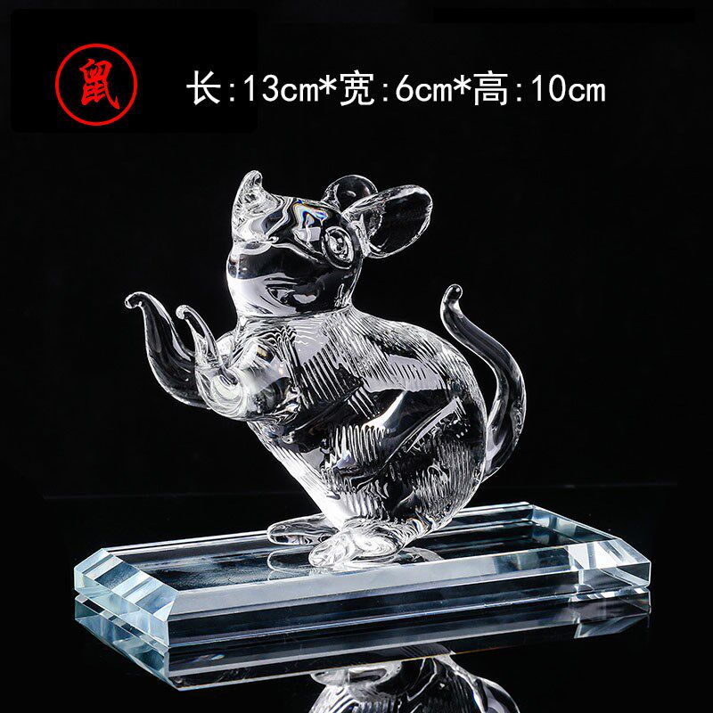 水晶十二生肖摆件鼠牛龙蛇鸡狗猪家居玄关客厅招财家具装饰工艺品