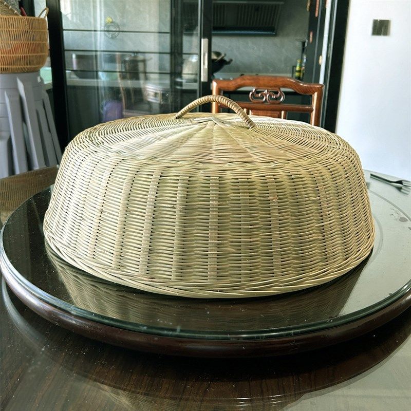 竹编竹菜罩家用圆形大号防虫防蝇老式竹制品菜罩竹编罩菜盖子透气