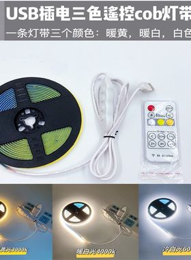 低压5Vcob双色温三色遥控灯带床头电视背景墙DIY发光镜子画框月球