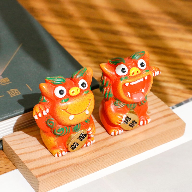狮三百招财纳福 国潮桌面装饰可爱小狮子文创礼品家居办公室摆件