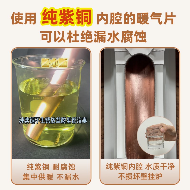 鲁本斯铜铝复合暖气片家用水暖板式换热器片小背篓卫生间明装整组