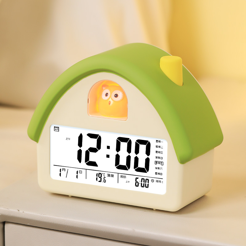 儿童桌面电子时钟小闹钟学生专用钟2024新款创意数字显示钟表学习