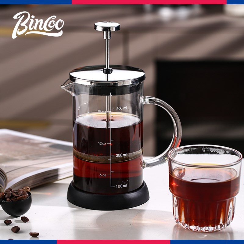 Bincoo咖啡法压壶家用滤压壶咖啡过滤器玻璃咖啡壶小型打奶泡器