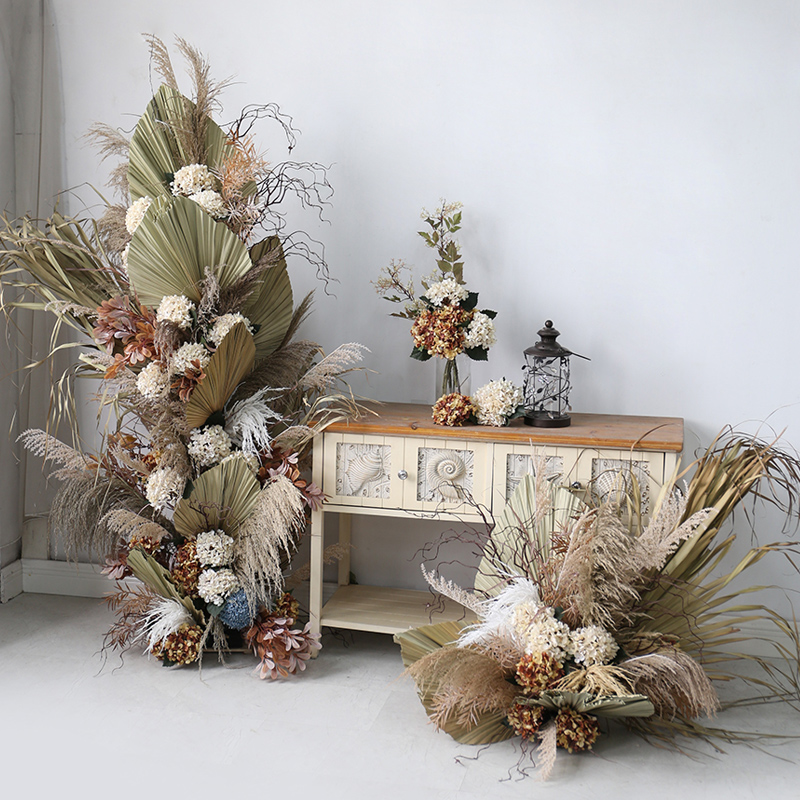 干花装饰摆件芦苇插花成品拱门复古橱窗布置花艺影楼拍照背景道具