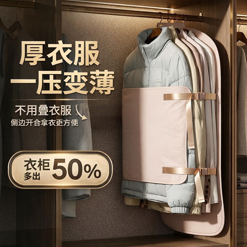 厚衣服收纳压压板羽绒服衣柜省空间衣服外套悬挂式整齐压缩板