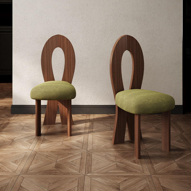 法兰莎法式复古餐椅家用餐桌椅子侘寂风样板间靠背椅中古风人鱼椅