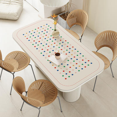 奶油风餐桌垫家用桌布防水防油可擦免洗隔热垫子PU皮革防烫垫台布