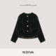 W.Diva 绒毛外套3C1913636 铜氨丝小香风长袖 杨柳褶 进口醋酸