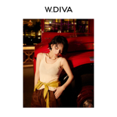 W.Diva 晨昏线 PBT弹力长丝镂空百搭假日U领针织上衣52Z242187