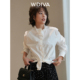 极简造型嵌丝花苞立领纯棉衬衫 W.Diva 摩登 DWASCD0072