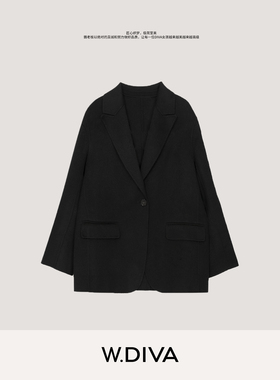 W.Diva【昼夜】半平驳领精纺羊绒西装黑色优雅高级感53C202858