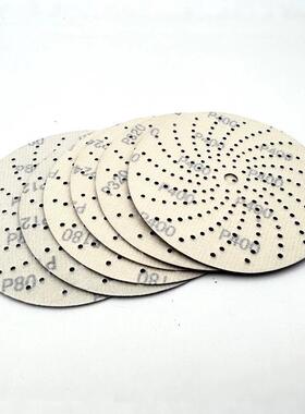 100片P8牛货6寸150m紫色旋风m砂纸孔形干磨多圆植绒陶瓷紫砂