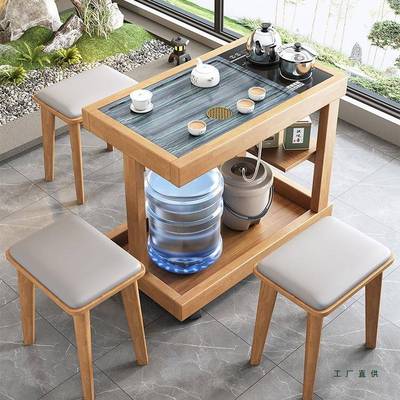 实木桌用小台客厅办LTN公室茶侧边茶水柜阳台极茶简可移家动小型