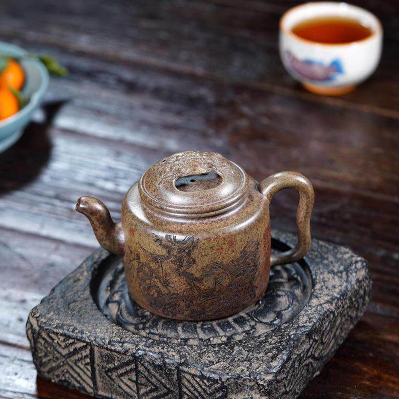 播供货兴紫砂壶350cc原44599矿高温柴烧沉香泥手茶工罗宜汉牛盖直