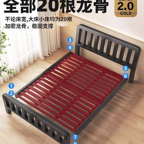 铁艺架床双人床现985代简约1.5加铁厚加固铁单人床1.8出租屋米儿