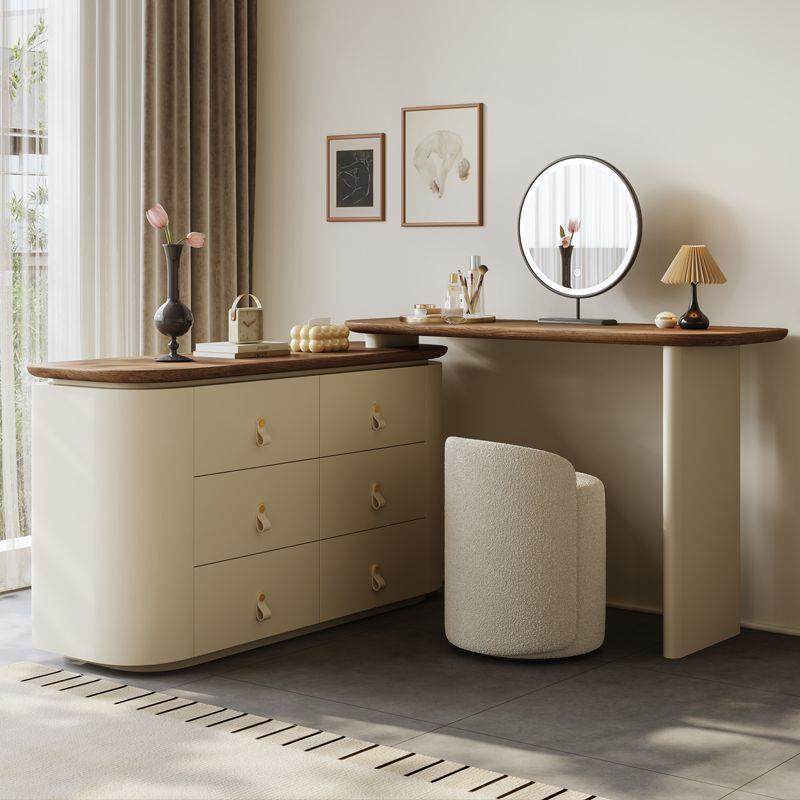 6D实室梳妆木台u收纳柜一体卧化妆桌斗柜中古小户型床219尾储物柜