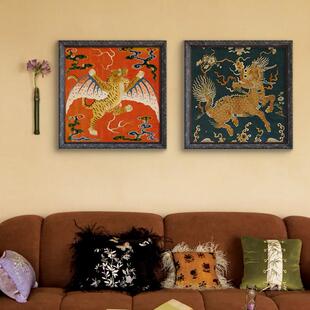 添麒麟祥瑞·寓如虎翼法式中国风客餐厅装饰画新式意好走243廊中