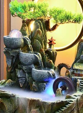 高山转CNT循车环流水摆件客厅造景鱼缸假山水喷泉盆装饰生财风水