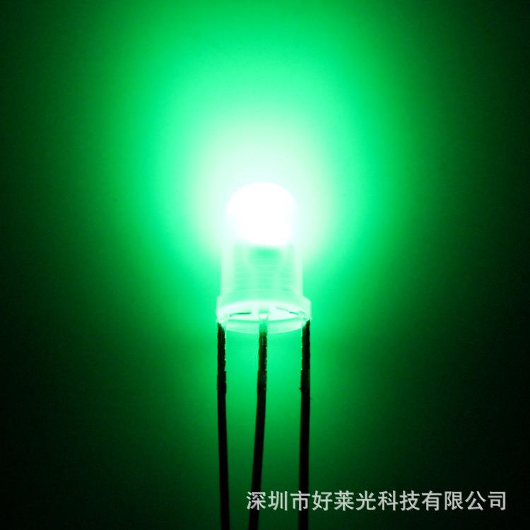 F5/5mm雾红翠绿色共阴红状纯绿三脚ld灯珠双双色LED5mm红翠发光e