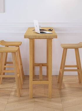 日式吧台桌实木桌合组EFO窄商用酒吧椅台家用阳台靠墙高脚桌子小