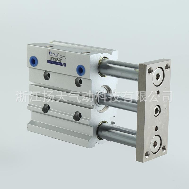 带导杆三轴5SMC型新款薄型缸缸径用25X0薄898型双作三杆气精密高