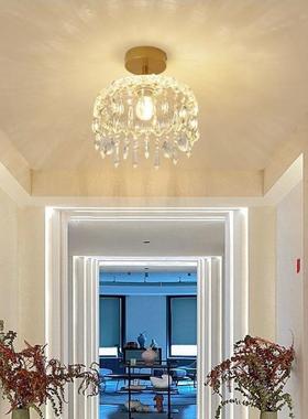 奢水晶入户玄21897关小吊门口走廊过道式灯法阳台吸顶灯吧轻台玻