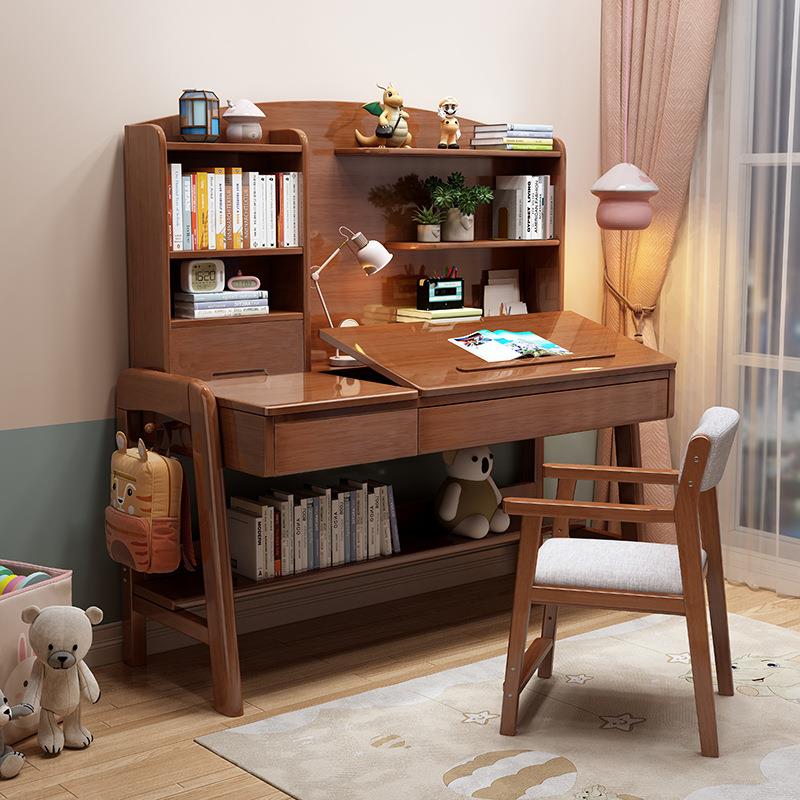 书桌桌面学可调木节HS206S卧室男孩生学习写字桌蓝色儿童升降实桌