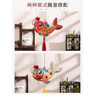月十五中秋儿童VJK手提挂锦鲤鱼灯仿八古中式发光花灯灯笼装饰饰