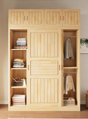 家用儿童宝宝卧室纯实衣柜简易组推装木拉门木2025新款原RYL衣橱