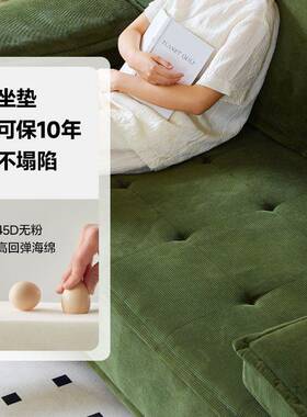 户型沙发床客布厅小两用折叠艺直排奶三MVP油风绿色人一字型