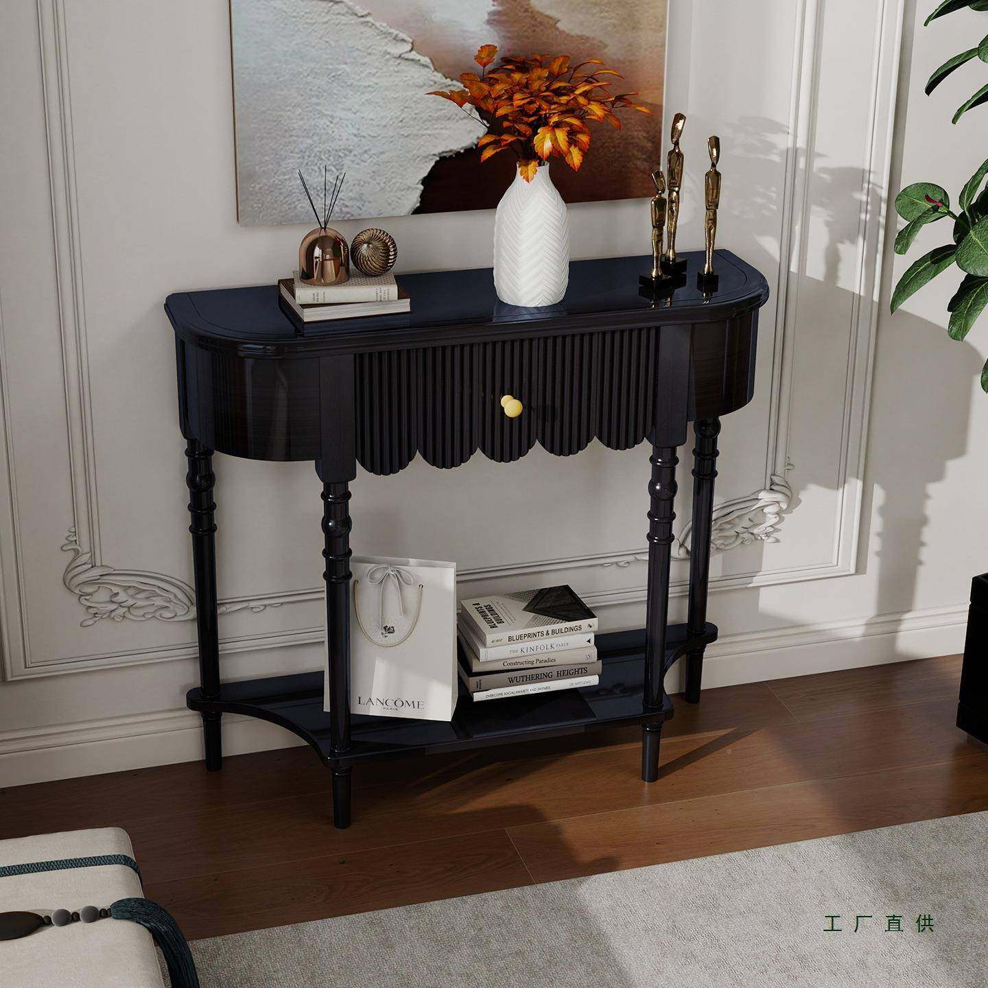 法式实木半圆玄关桌桌子墙黑色过玄关道柜QPE置物架入户窄条玄靠,电子元器件市场,其它元器件,淘宝优惠券,粉丝福利购,淘宝优惠卷