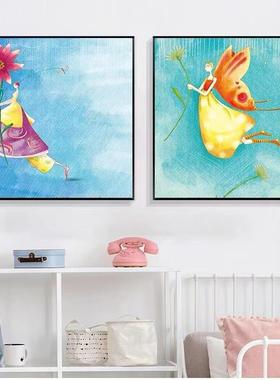 画小仙子卡通儿童房装饰画彩书IRE房幼儿园教室漫过道玄关壁画水