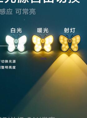 人体人感应灯夜间动来充即亮入户门GPF家用智能走廊过道楼道墙自