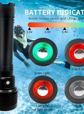 新品X电HP70.潜2铝合金水手夜筒赶海潜D170电量指示电筒潜水灯